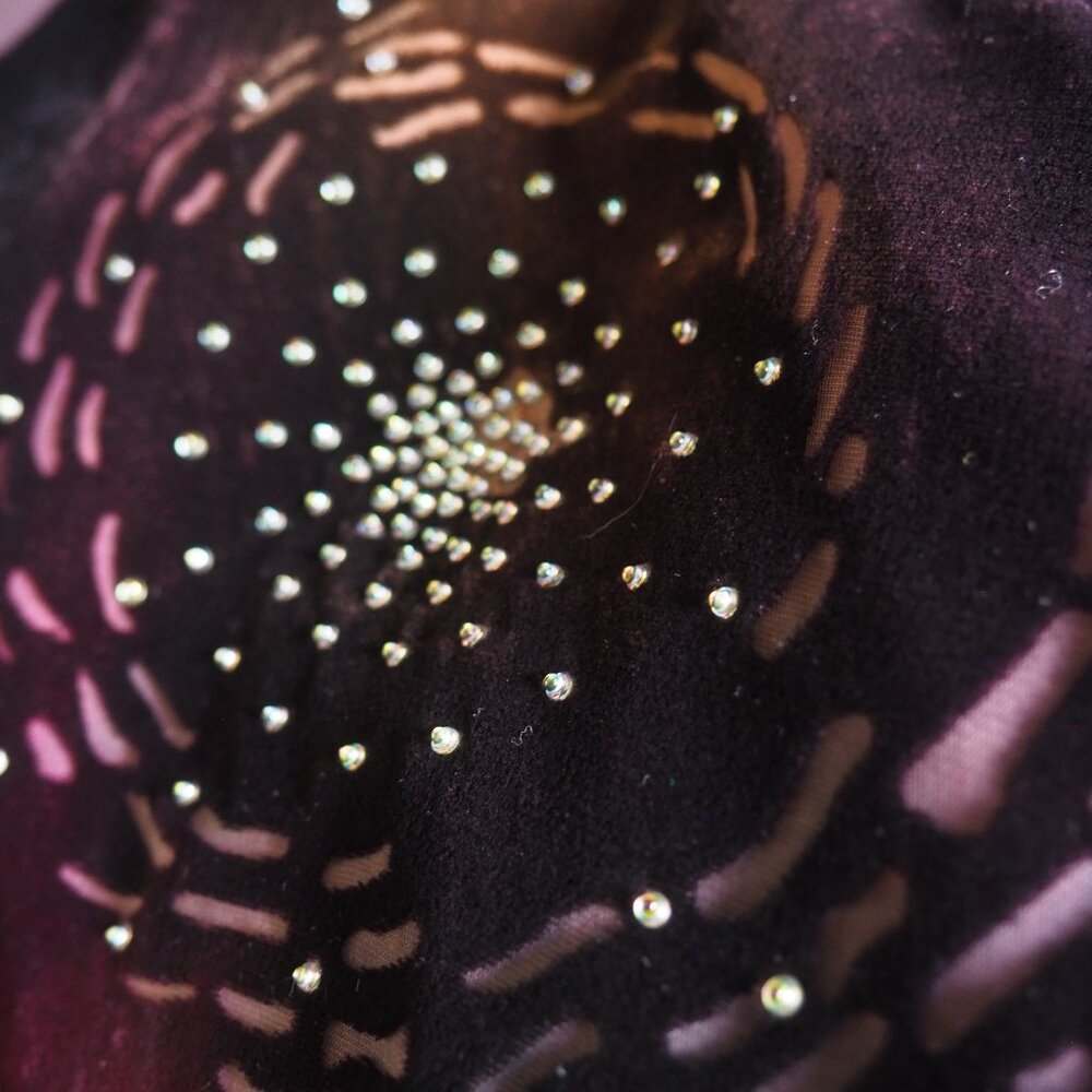 Vintage Andrea Polizzi for Rex Lester 90’s Burnout Velvet Bedazzled Dress - Picture 9 of 10